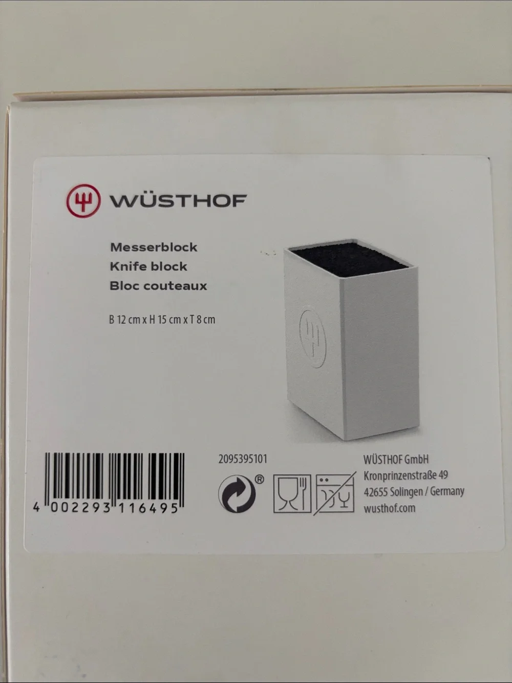 Wusthof White Knife Block with Fig Graphic
